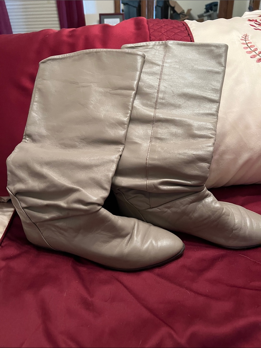 Dexter Taupe Slouch Mid-Calf Leather Boots